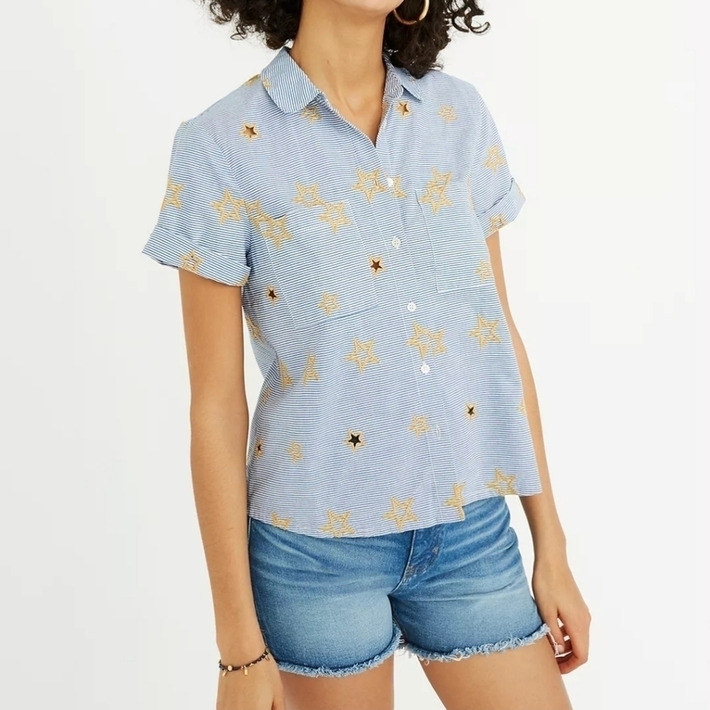 Madewell Striped Star blouse Size S